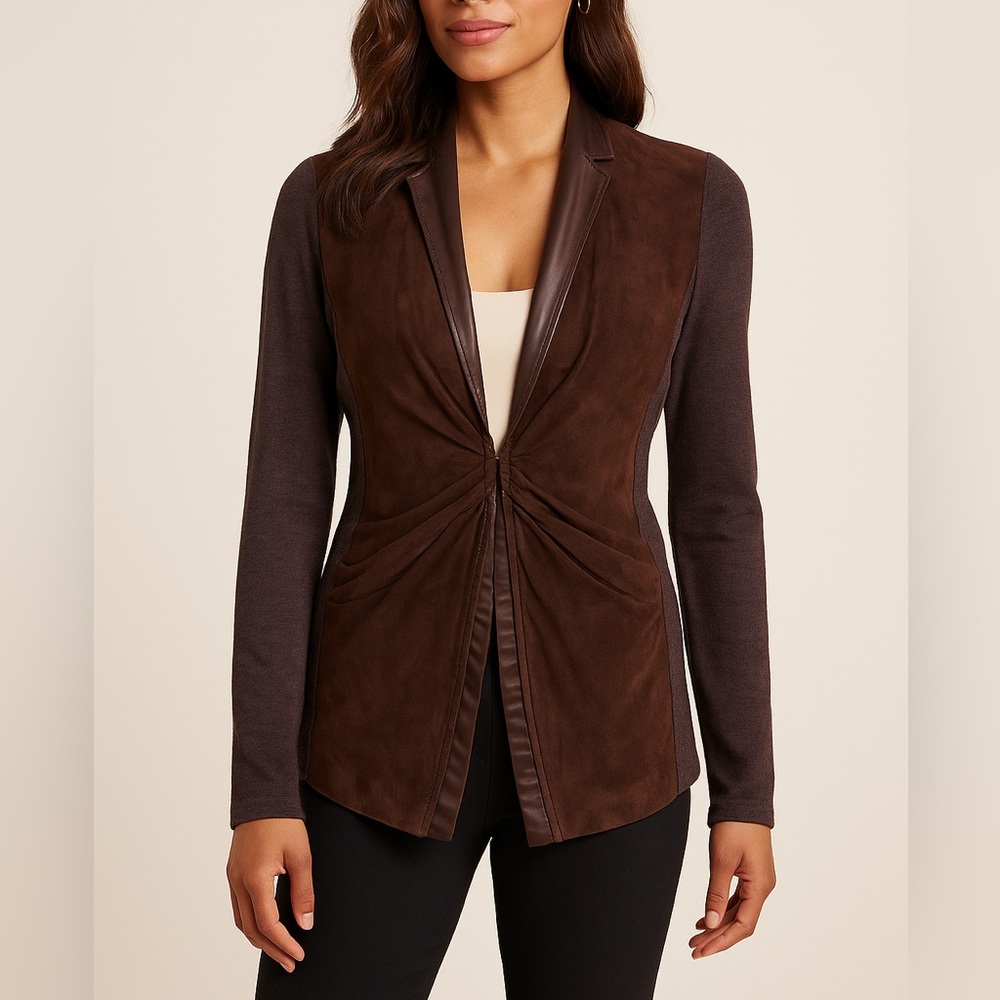 Brunello Cucinelli Leather Jacket Suede Cashmere Sweater